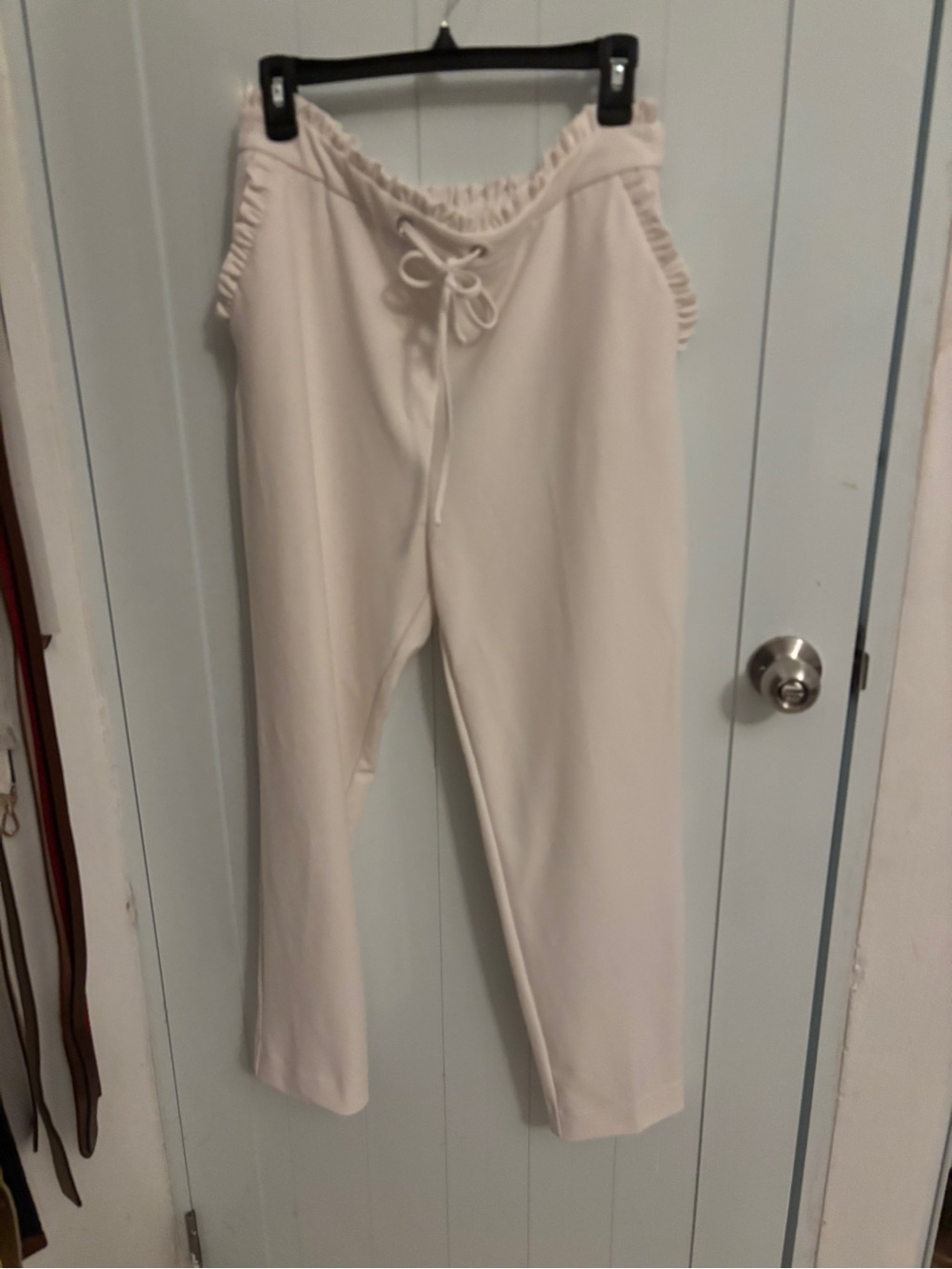 Women's Cream Drawstring Waist Pants